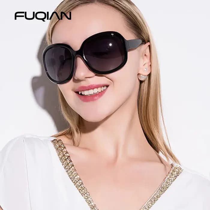 FUQIAN marque Design élégant polarisé surdimensionné rond lunettes de soleil femmes Simple mode gran