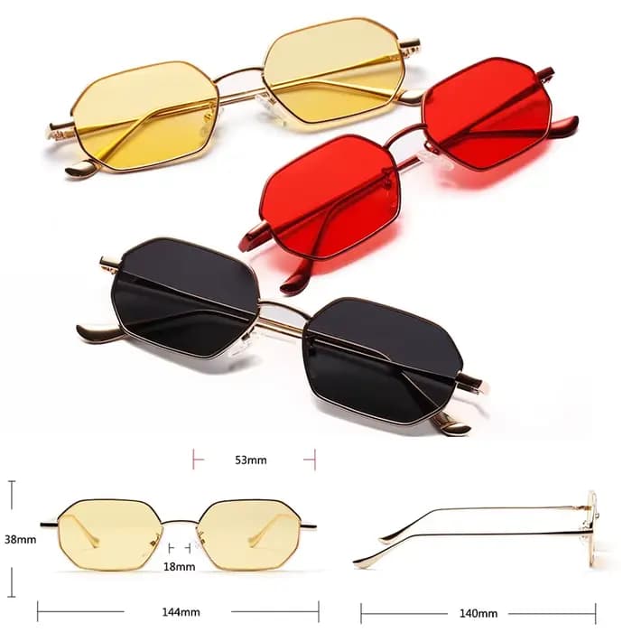 Hipster polygone lunettes de soleil pour femmes Vintage rétro argent miroir métal cadre