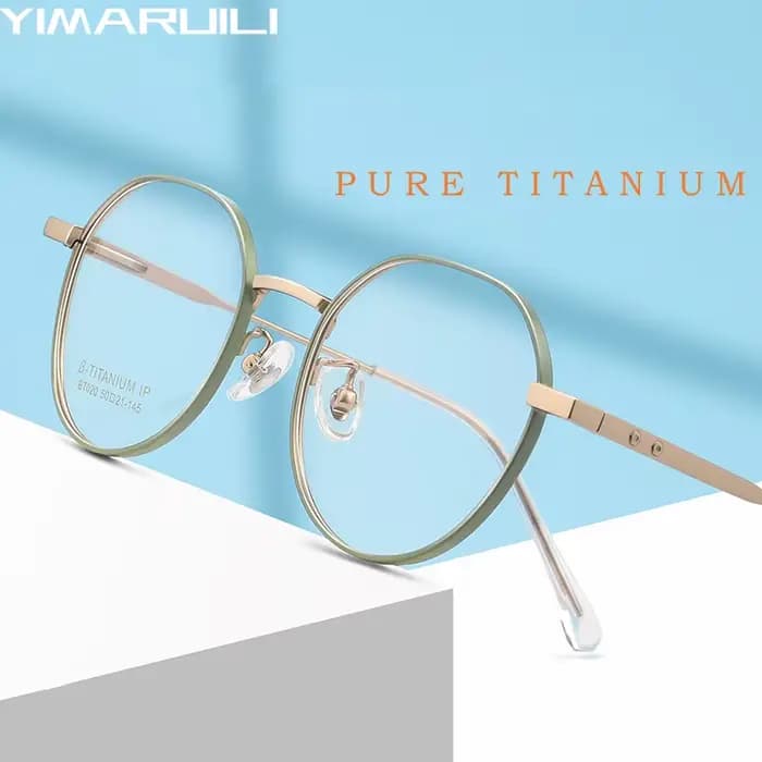 YIMARUILI nouveau Ultra léger large bord Design mode polygonal pur titane rétro myopie optique lunet