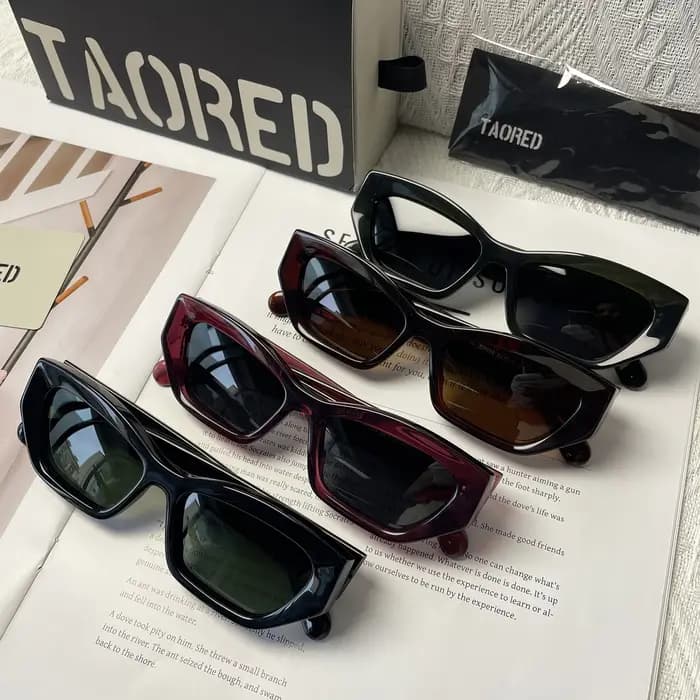 Lunettes de soleil élégantes pour femmes, avec étui, de luxe, de styliste, œil de chat, monture en acétate, à la mode, UV400, nouvelle collection 2025