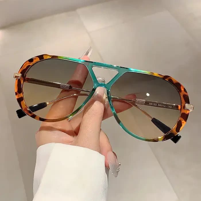 Lunettes de soleil ovales Vintage à Double pont UV400