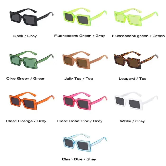 SO & EI mode Fluorescent vert Rectangle femmes lunettes de soleil clair océan lentille