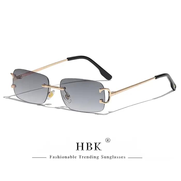 HBK rétro lunettes de soleil sans monture pour femmes hommes petit carré cadre doré marque Design th