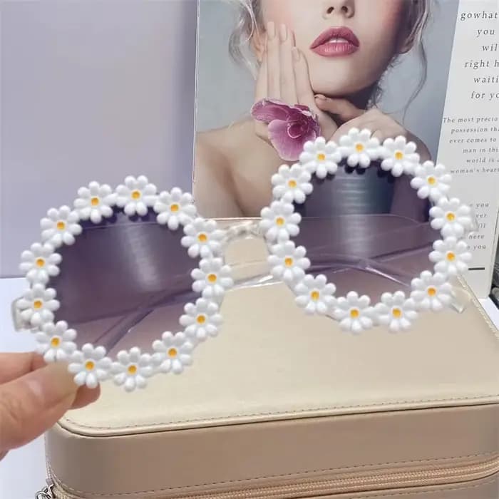 Lunettes de soleil mignonnes à fleurs de marguerite pour femmes et filles