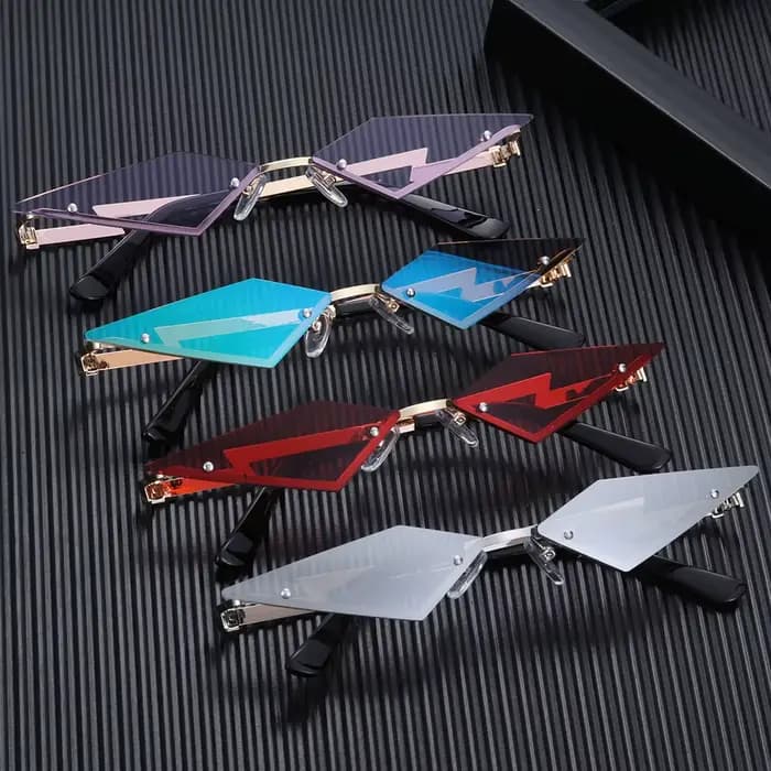 Lunettes de soleil en forme de flamme sans monture