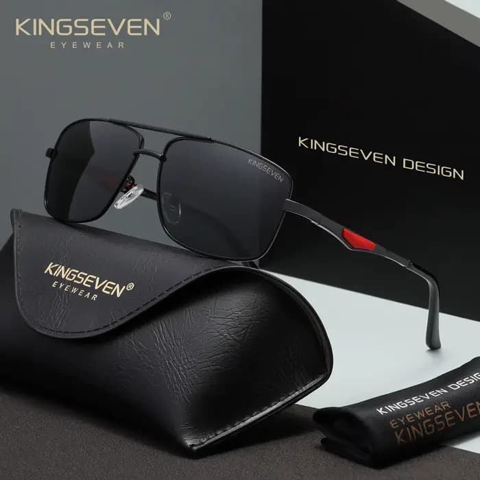 KINGSEVEN – lunettes de soleil rectangulaires pour hommes, Style tendance, en aluminium, UV400, pour