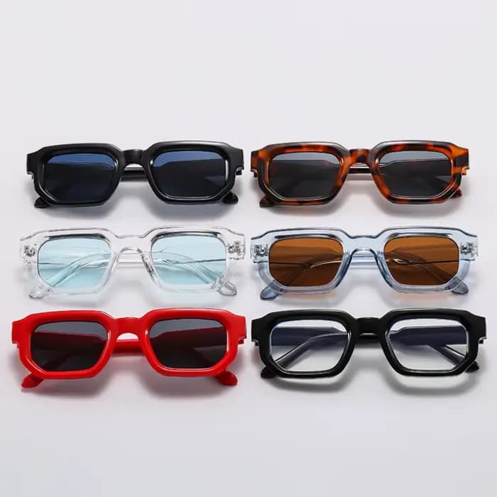 2025 mode bleu carré lunettes de soleil pour femmes hommes rétro luxe concepteur clair lentille