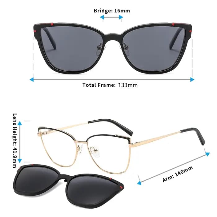 CEOFY lunettes de soleil polarisées rétro en métal oeil de chat femmes mode optique myopie montures de lunettes cadre de Prescription avec Clip