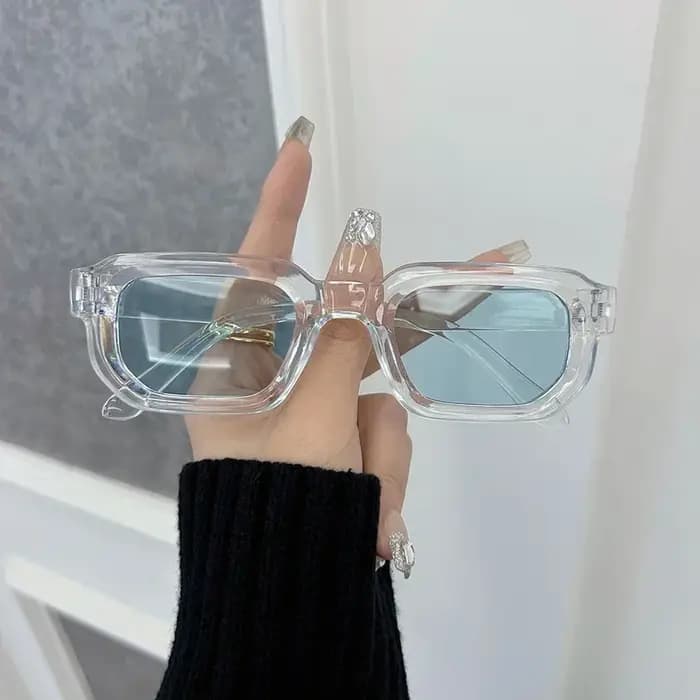 Luxueux Rectangle lunettes de soleil femmes hommes marque de mode concepteur décontracté