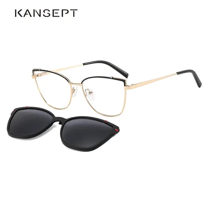 KANSEPT femmes métal 2 en 1 nouveau Style magnétique polarisant lunettes de soleil ensemble de clips