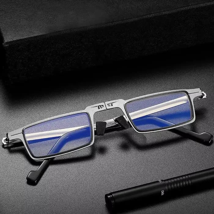 Lunettes de lecture pliantes en métal en acier pour hommes et femmes, ensemble de lunettes portables, anti-lumière bleue, à la mode, HD