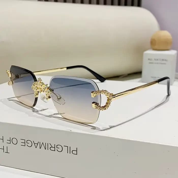 Lunettes de soleil carrées sans monture de luxe pour femmes et hommes