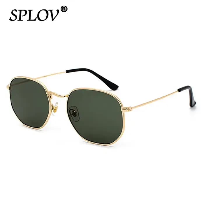 Hexagone hommes femmes lunettes de soleil carré polygone lunettes de soleil marque concepteur rétro
