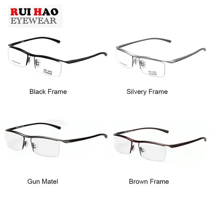Monture de lunettes en titane pur pour hommes, avec Temple TR90 classique Business, myopie, demi-monture optique sans bords