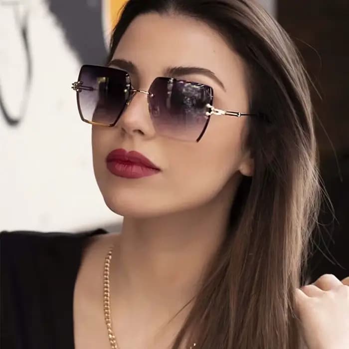Lunettes de soleil oversize sans monture tendance 2026 pour femme – Design de marque de luxe célèbre