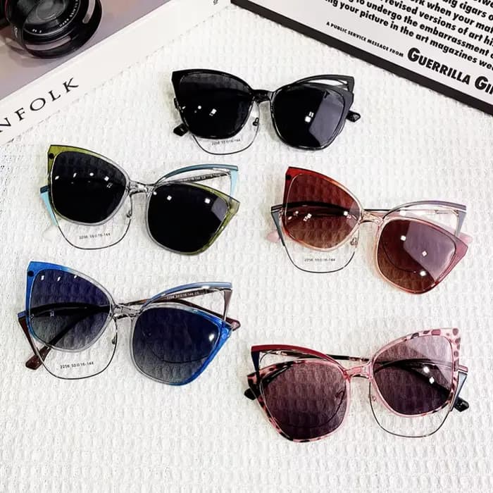 YIMARUILI mode magnétique polarisé lunettes à clipser rétro oeil de chat alliage optique Prescriptio