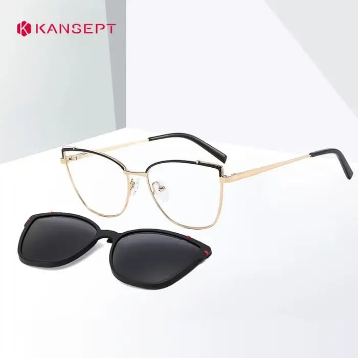 KANSEPT femmes métal 2 en 1 nouveau Style magnétique polarisant lunettes de soleil ensemble de clips