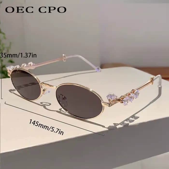 Lunettes de soleil ovales en diamant pour femmes