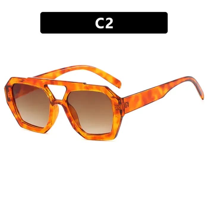 RUOBO rétro cadre carré Double ponts lunettes De soleil léopard marque De mode concepteur femme