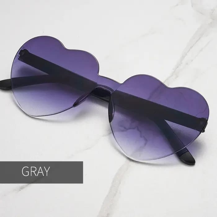 1/3/12/20 pièces lunettes coeur lunettes de soleil amour lunettes de soleil couleur gelée sans cadre en forme de coeur une pièce lunettes couleur éblouissante