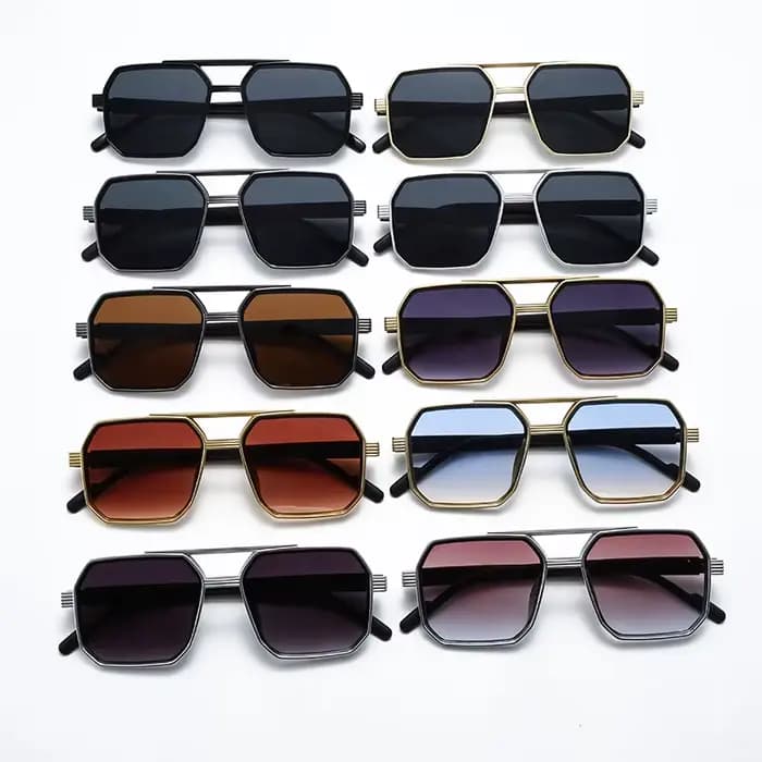 Lunettes de soleil polygonales anti-lumière à double barre