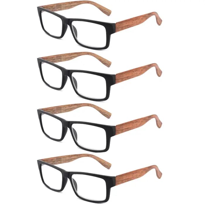 4 Pack nouvelle mode Imitation bois Design lunettes de lecture pour hommes haute qualité Rectangle cadre en plastique