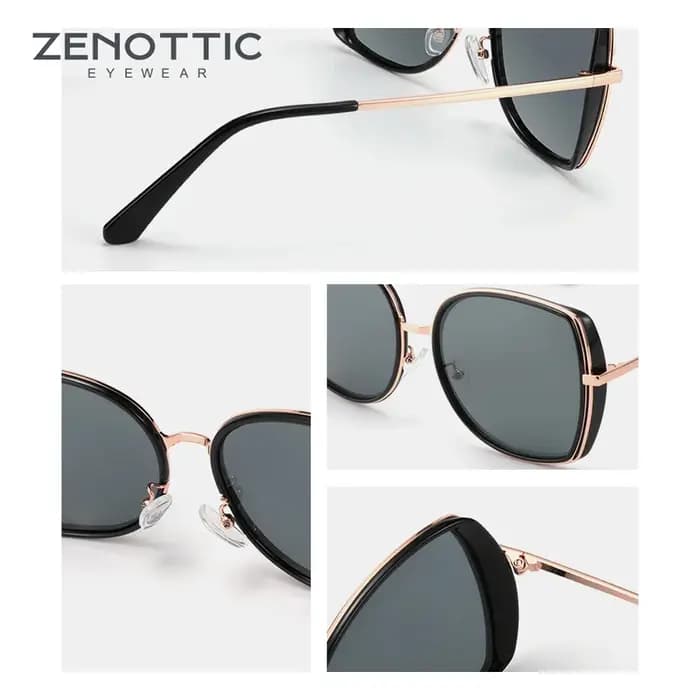 ZENOTTIC – lunettes de soleil polarisées papillon pour femmes, surdimensionnées, monture métallique
