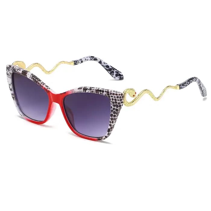 Lunettes de soleil œil de chat à motif serpent pour femmes