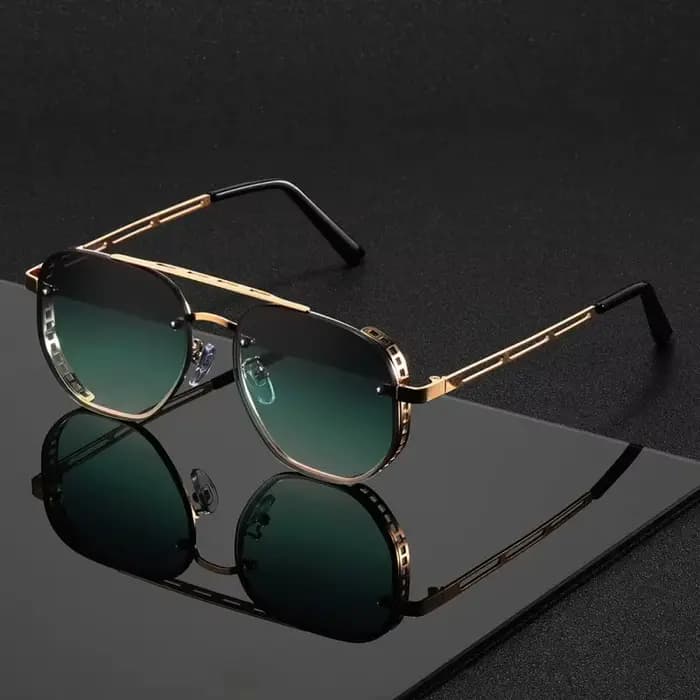 Lunettes de soleil classiques et tendance à double barre en métal