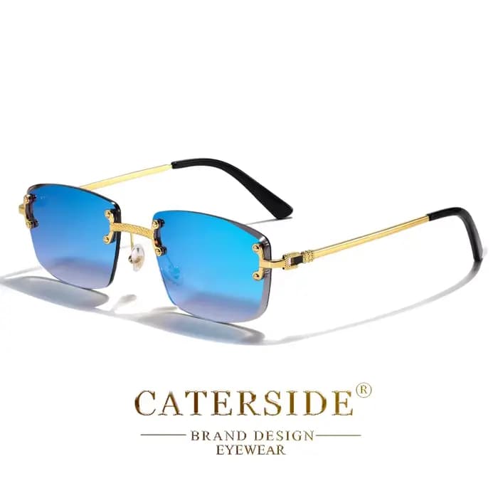 CATERSIDE Punk Rectangle lunettes de soleil hommes femmes luxe concepteur sans monture dégradé lentille métal