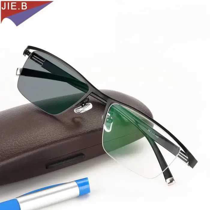 Lunettes de lecture photochromiques pour hommes, nouveau Design, demi-jante, alliage de titane, pres