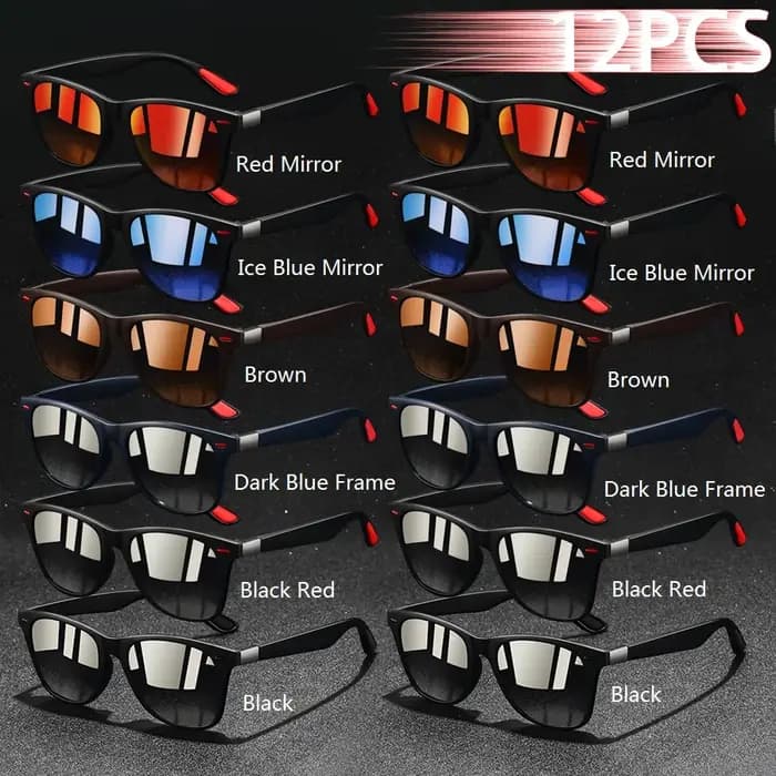12 Paires de Lunettes de Soleil Carrées Tendance pour Hommes et Femmes