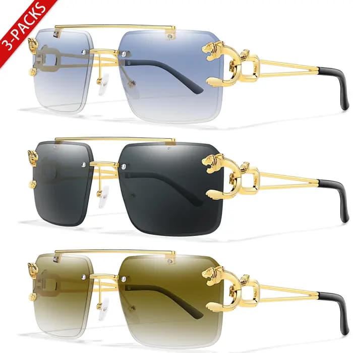 3 paires de lunettes de soleil imprimé léopard