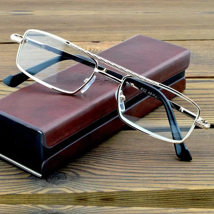 Lunettes de lecture à cadre rectangulaire à double pont, lentilles en verre de degré de conversion,