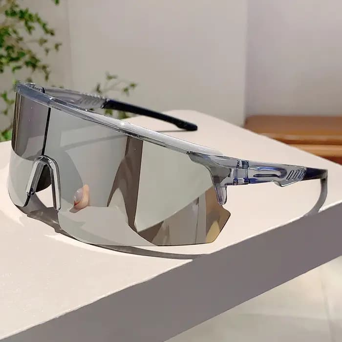 Lunettes de soleil de sport semi-sans bords, nouvelles lunettes de protection rondes enveloppées surdimensionnées pour l'extérieur, miroir tendance pour femmes, nuances de cyclisme