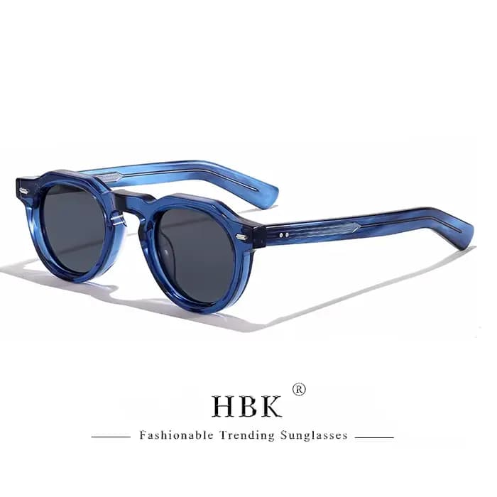 HBK Vintage Simple rond hommes lunettes de soleil petite monture haute qualité acétate cadre lunette
