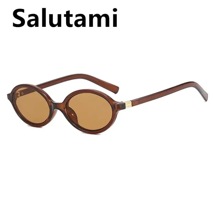 Lunettes de soleil Vintage ovales léopard noir pour femmes