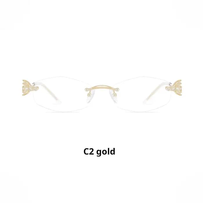 MOMOJA Nouvelle Mode Élégante Lunettes Sans Monture pour Femmes Ultra Légères Rétro Tendance Diamant Incrusté