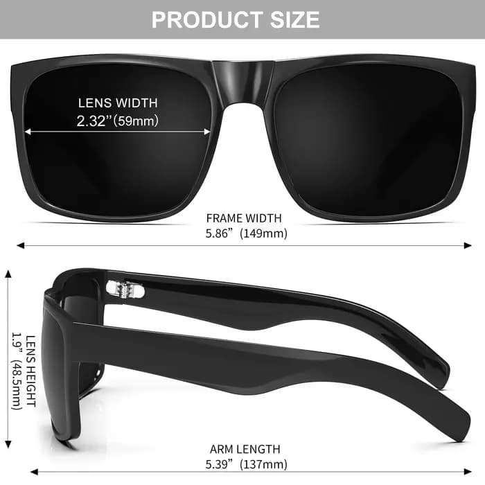 Maxjuli XL grande tête large hommes lunettes noir foncé
