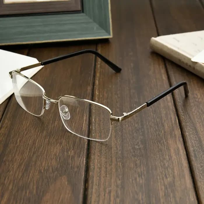 Lunettes de myopie -1.0~ -6.0, demi-monture, monture en métal, verres en résine