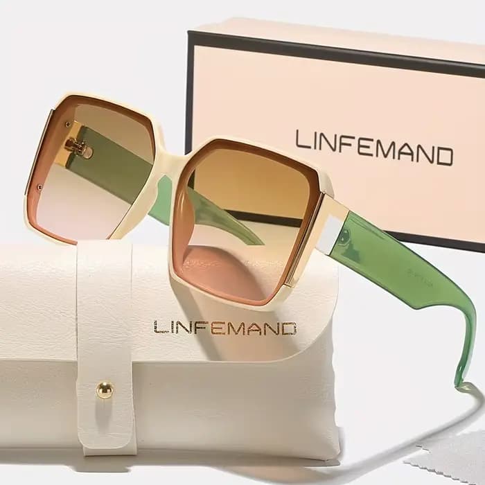 LINFEMAND mode grand cadre décoration lunettes pour femmes UV400