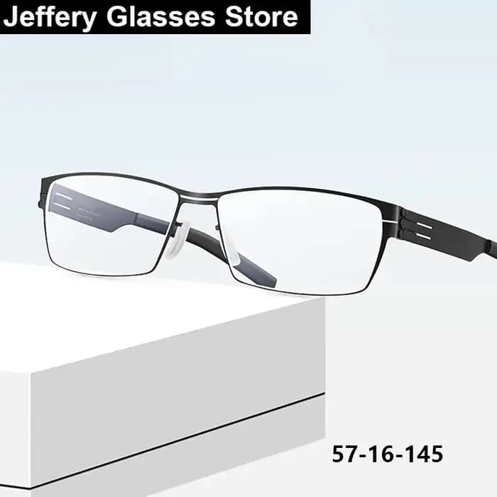 Monture de lunettes rectangulaire sans vis pour hommes, style allemand, ultralégère, double pont, design de marque, pour affaires