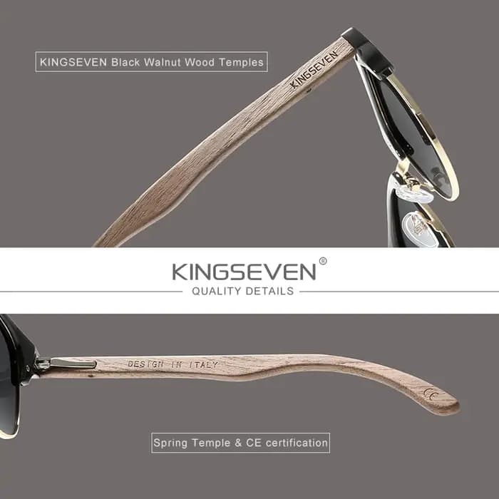 KINGSEVEN – lunettes de soleil polarisées en bois de noyer noir pour hommes et femmes, faites à la m