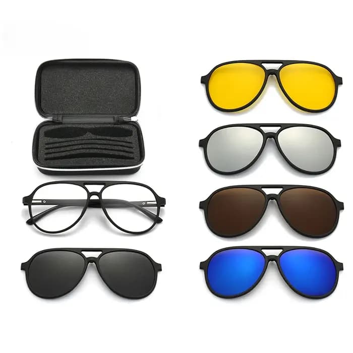 VCKA 6 In1 pilote lunettes de soleil polarisées myopie 2025 nouvelle pince magnétique hommes femmes