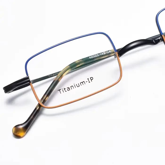 Monture de lunettes carrée japonaise en titane de petite taille