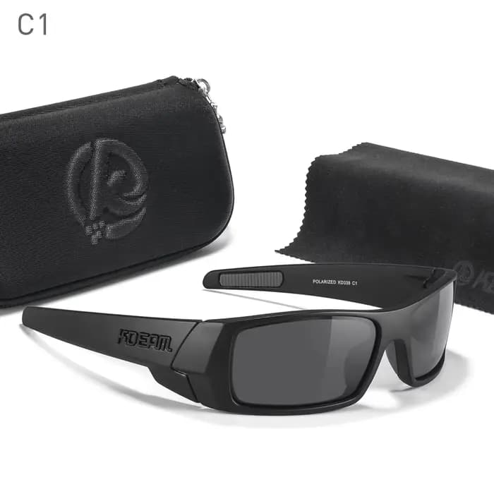 KDEAM – lunettes de soleil de pêche pour hommes, design entièrement noir, matériau durable, photochr