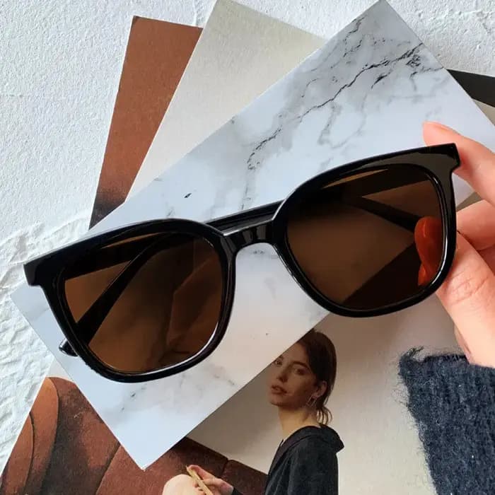 Lunettes de soleil rectangulaires vintage noires pour hommes et femmes