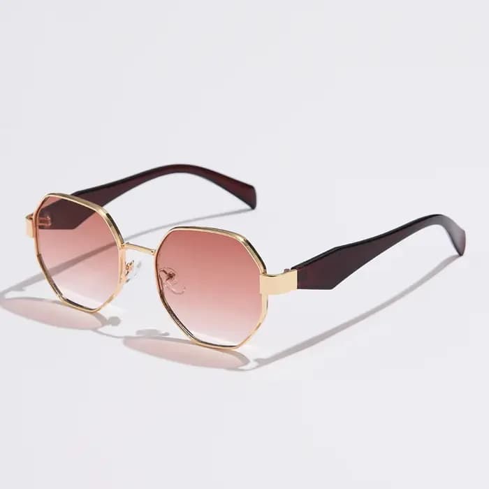 Lunettes de soleil en métal polygone pour femmes
