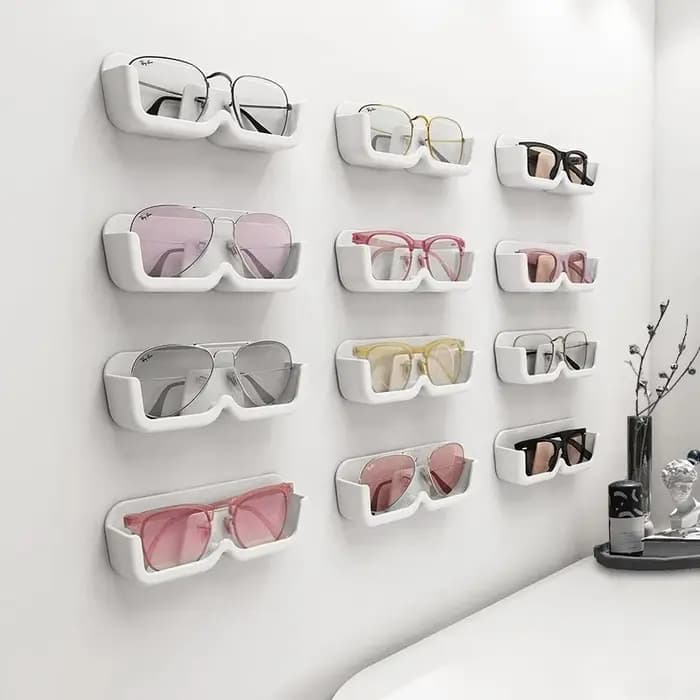 Boîte de rangement de lunettes, support mural perforé gratuit pour lunettes de soleil, vitrine en verre haut de gamme, boîte de rangement pour organisateur de maison