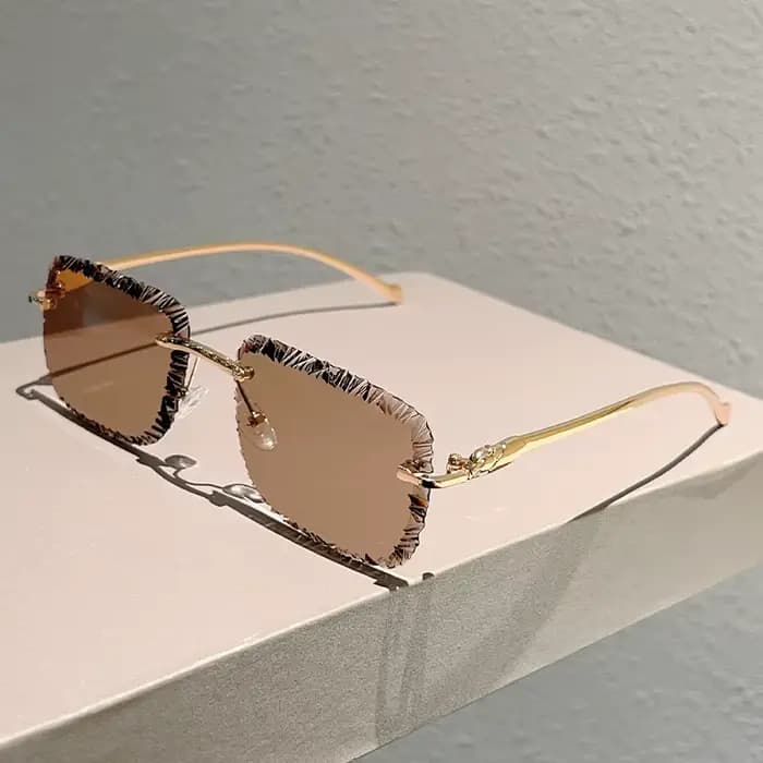 KAMMPT lunettes de soleil carrées sans monture hommes mode Vintage dégradé nuances décontractées fem